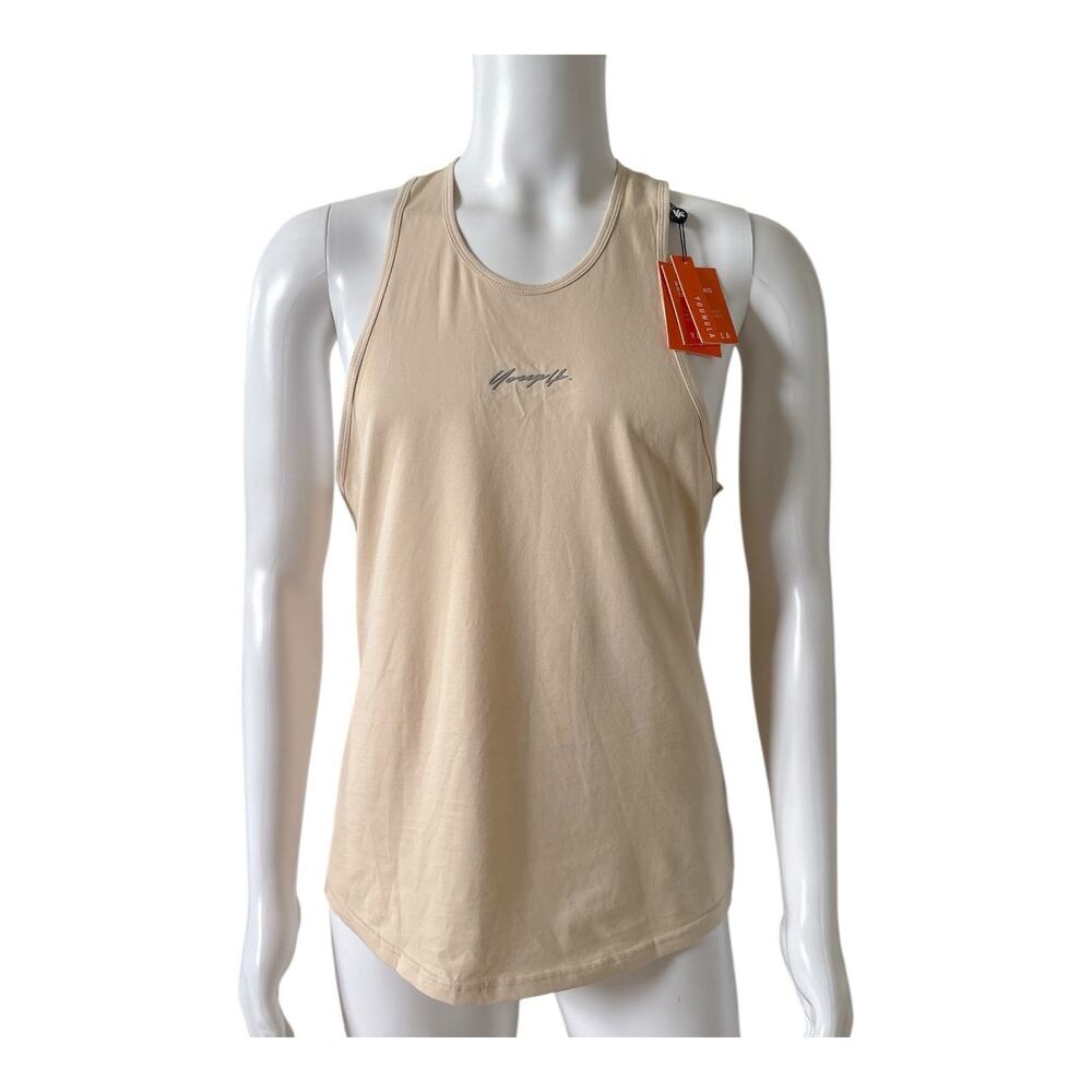 YoungLA Tank Top Mens Size M Beige Muscle Gym Workout Racerback Activewear NWT